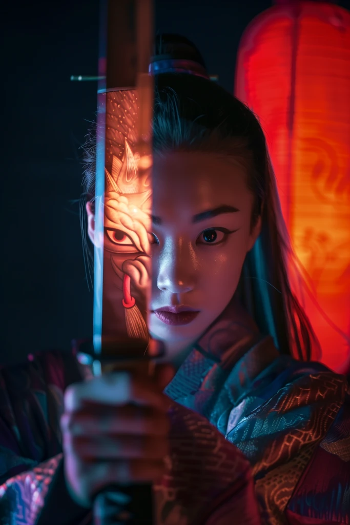 Japanese Warrior Katana Demon Reflection