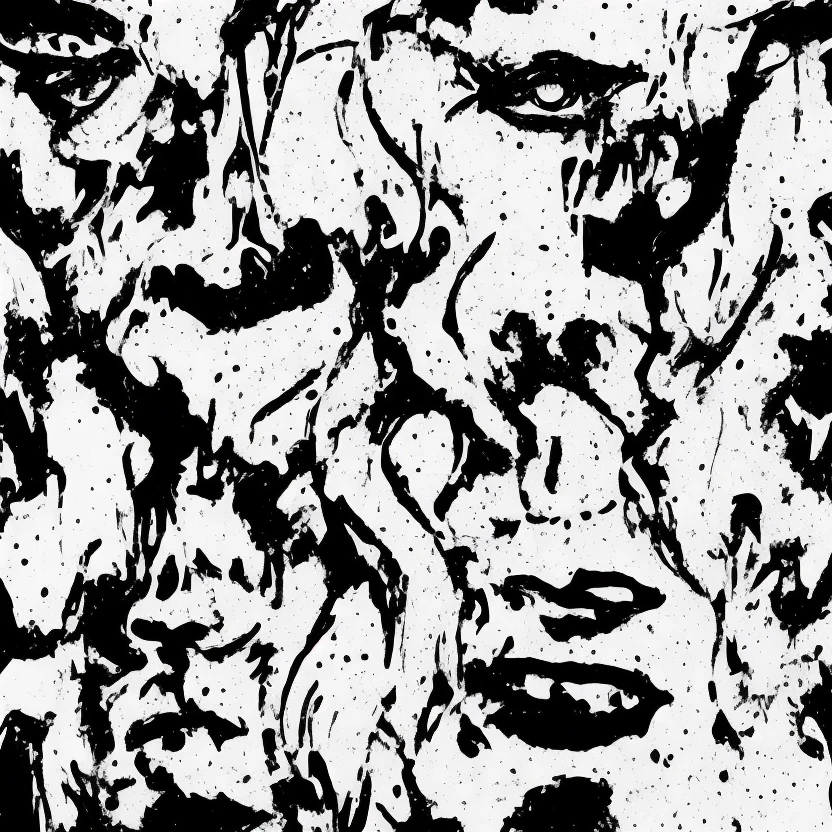 Abstract Faces Negative Art Black
