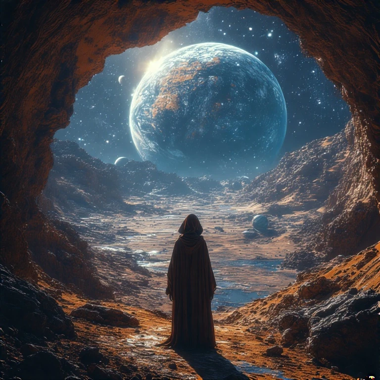Alien Discovering Hidden Planet Exploration