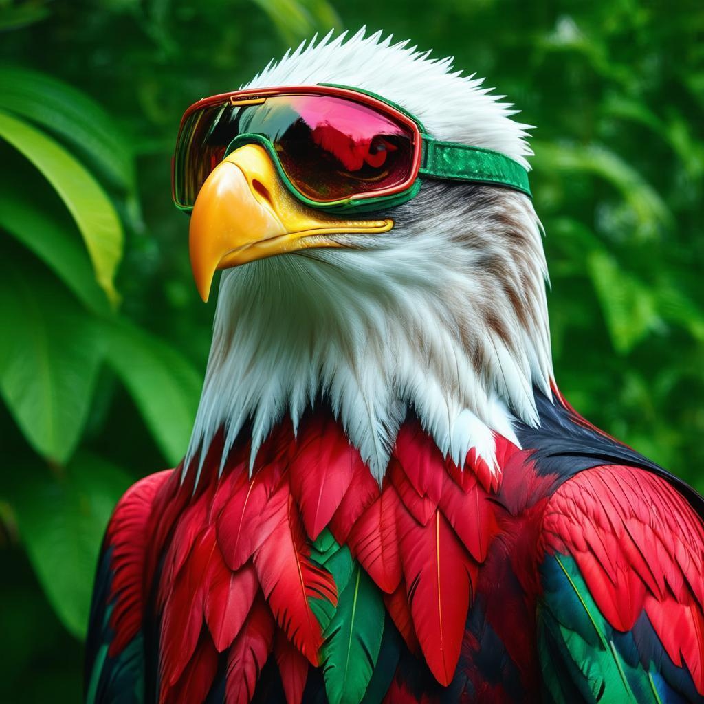 Goggled Eagle in Red White and Green