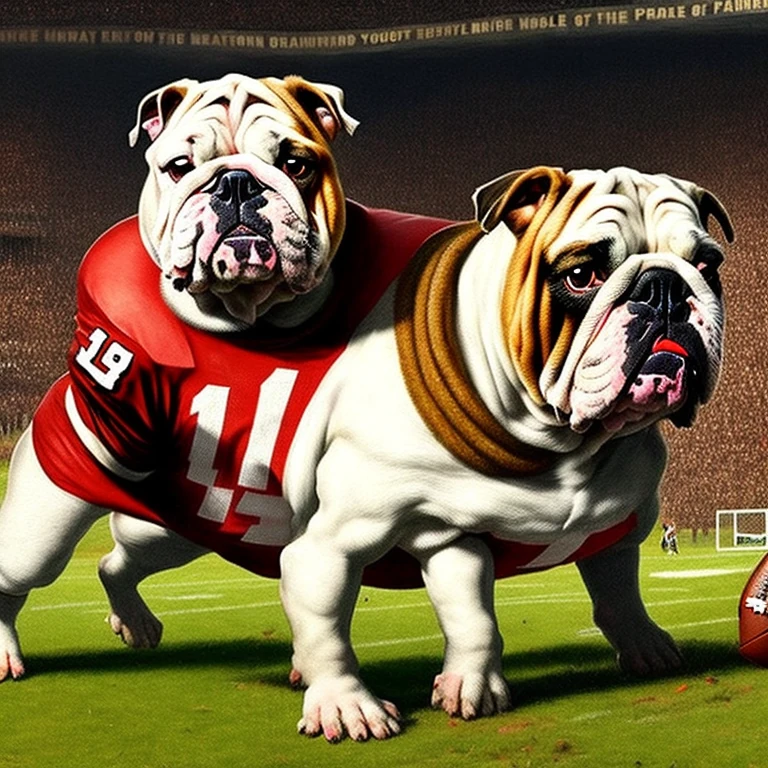 English Bulldog NFL Football Portrait