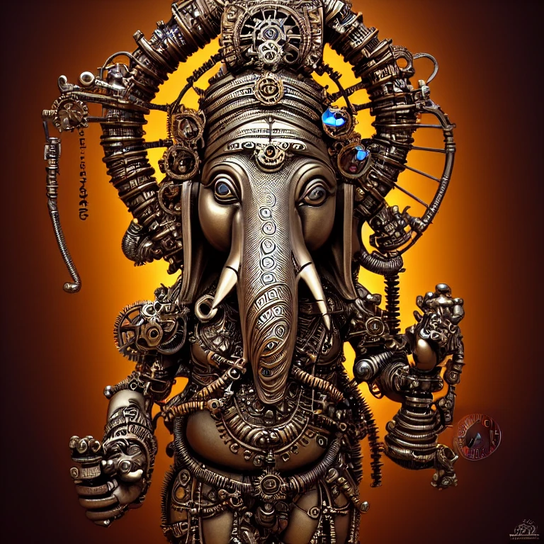 Steampunk Ganesha Cybernetic Symmetric