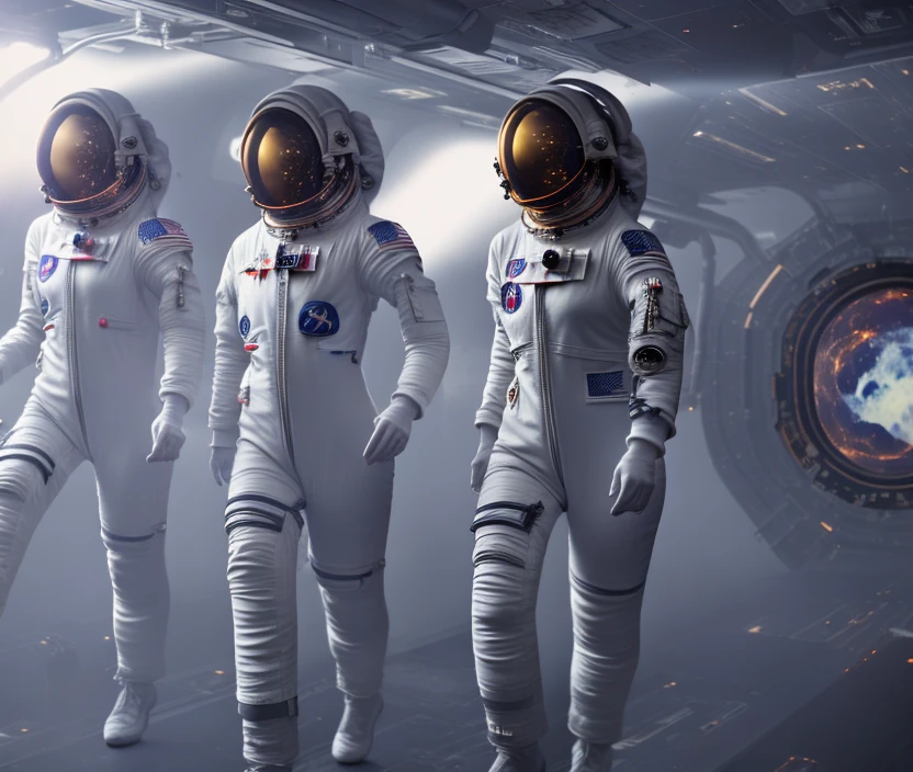 Astronauts Escaping Spaceship Fire