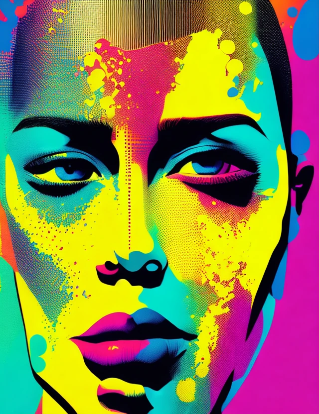 Colorful Halftone Portrait Splash Art