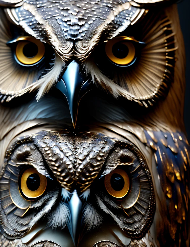 Metallic Owl Abstract Melting