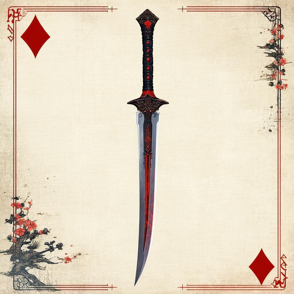 Legendary Japanese Dagger as Ornate Game Card