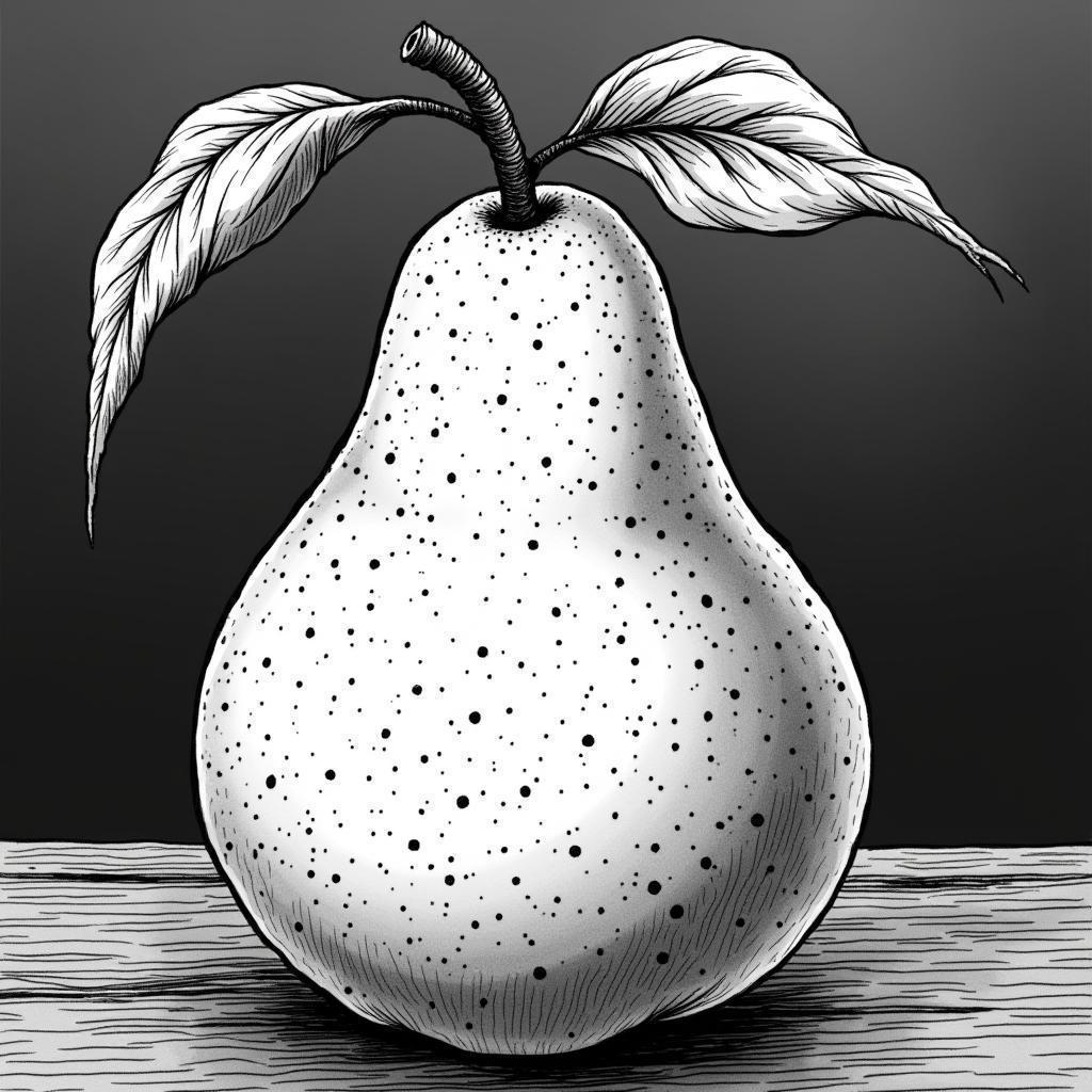Monochrome Pear in Anime Key Visual Linework