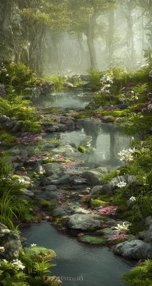 Forest Flower Garden Deer