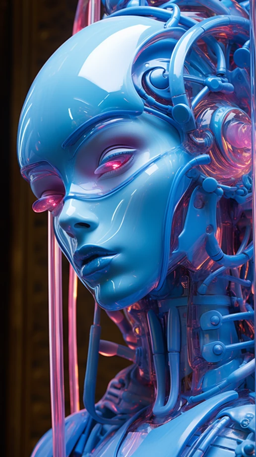 Robot Girl Blue Hyperrealistic