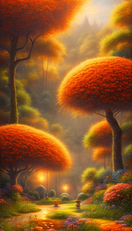 Summer Orange Waterfall Bokeh