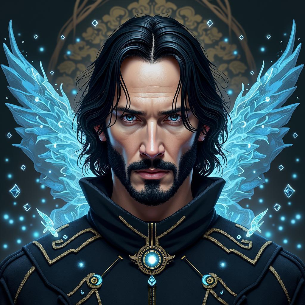 Keanu Reeves in Glowing Runic Techwear