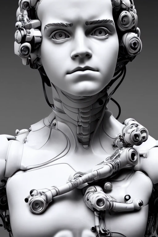 Cybernetic Woman Marble Bust