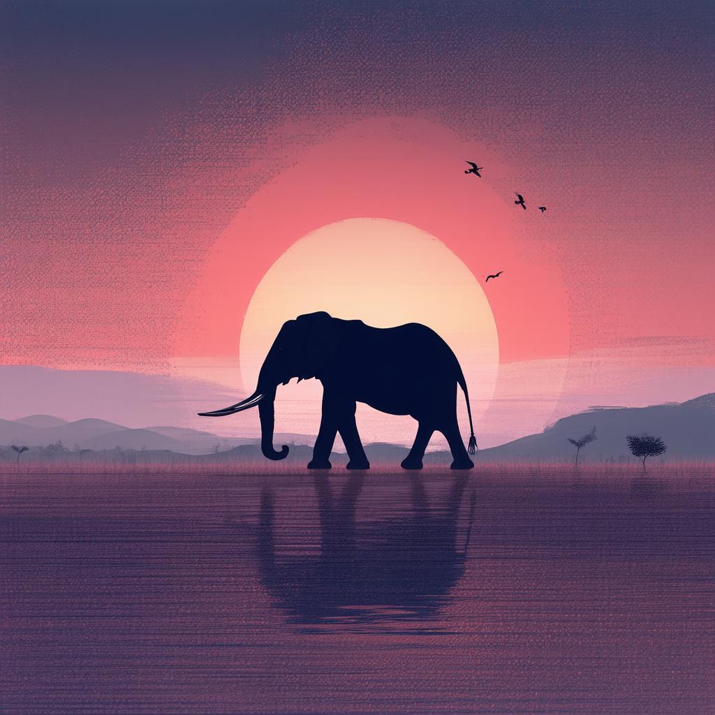 Elephant Silhouette Against a Gradient Sky