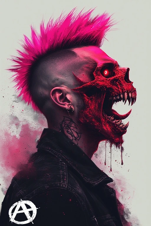 Punk Mohawk Demonic Dragon Skull