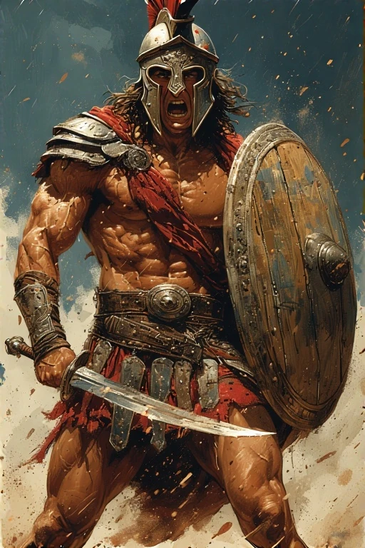 Spartan Warrior Comic Illustration