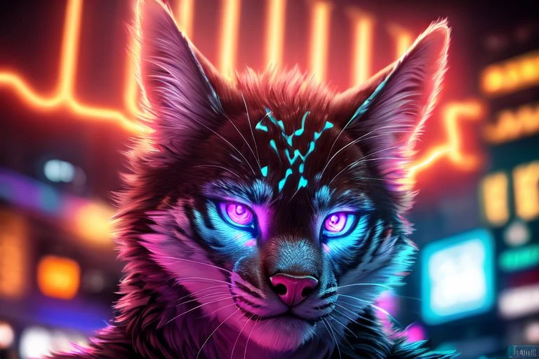 Neon Neurons Furry Painting
