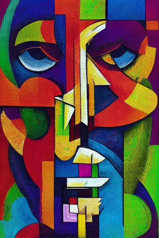 Abstract Pixel Art Face