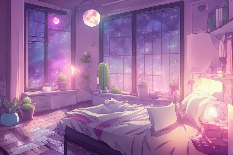 Anime Bedroom Night Purple