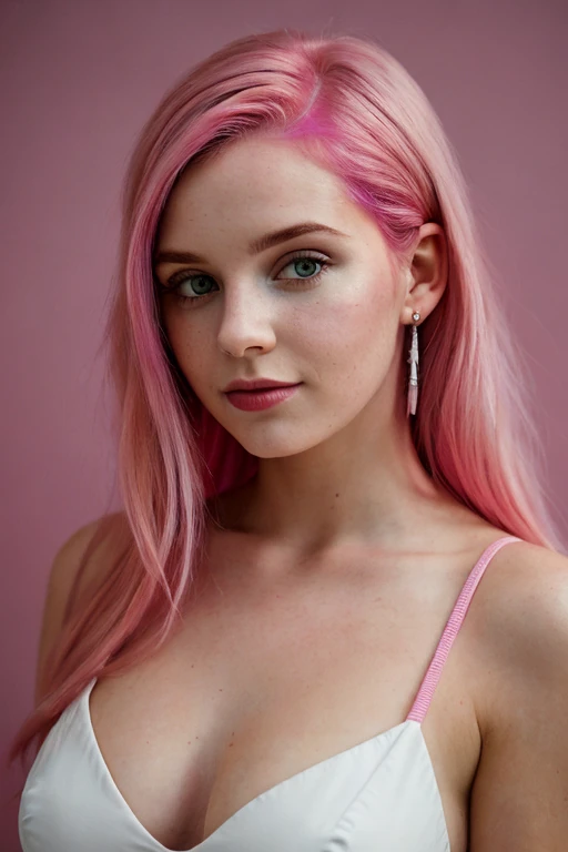 Magenta Hair Woman Portrait