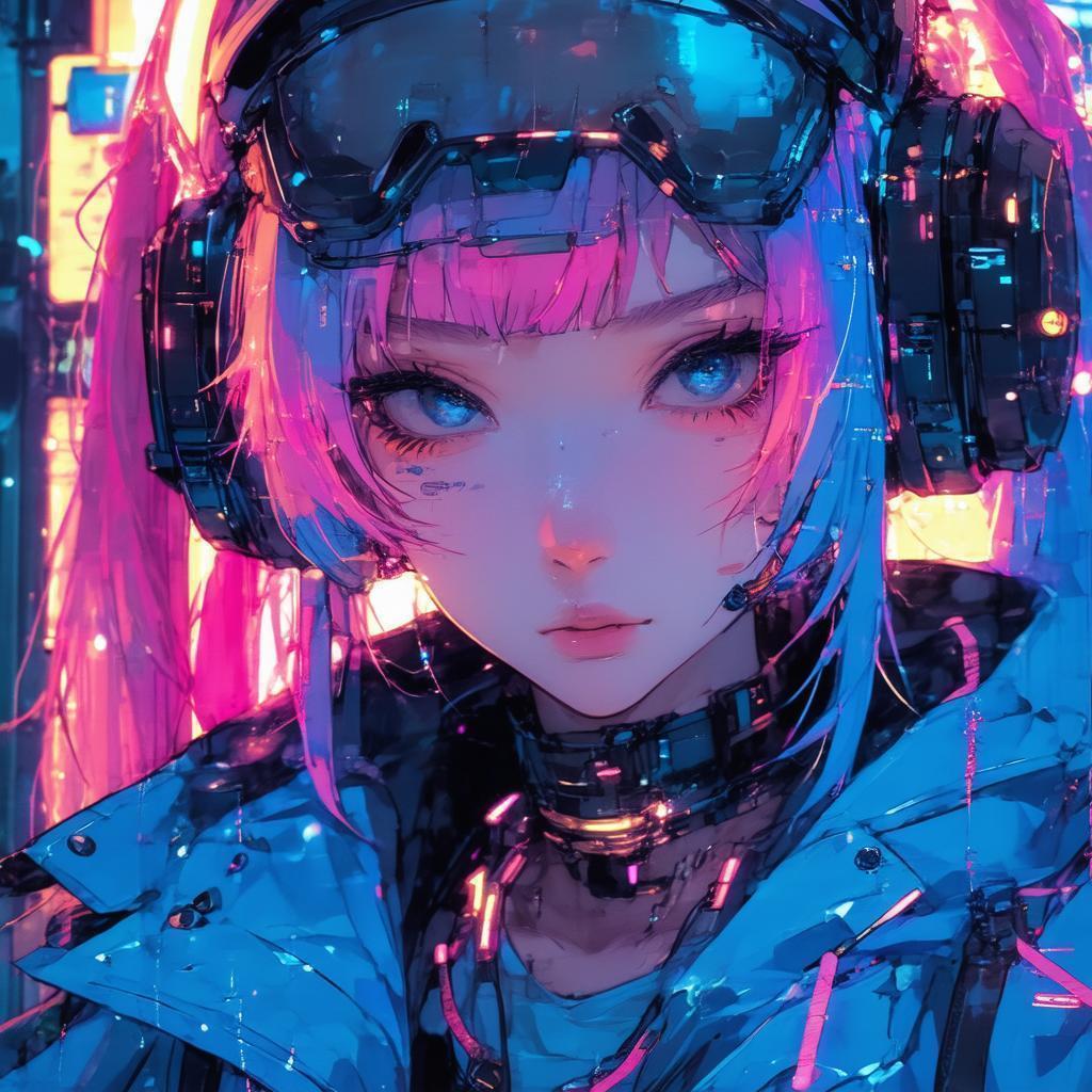 CodeMiko Closeup in Neon Manga Detail