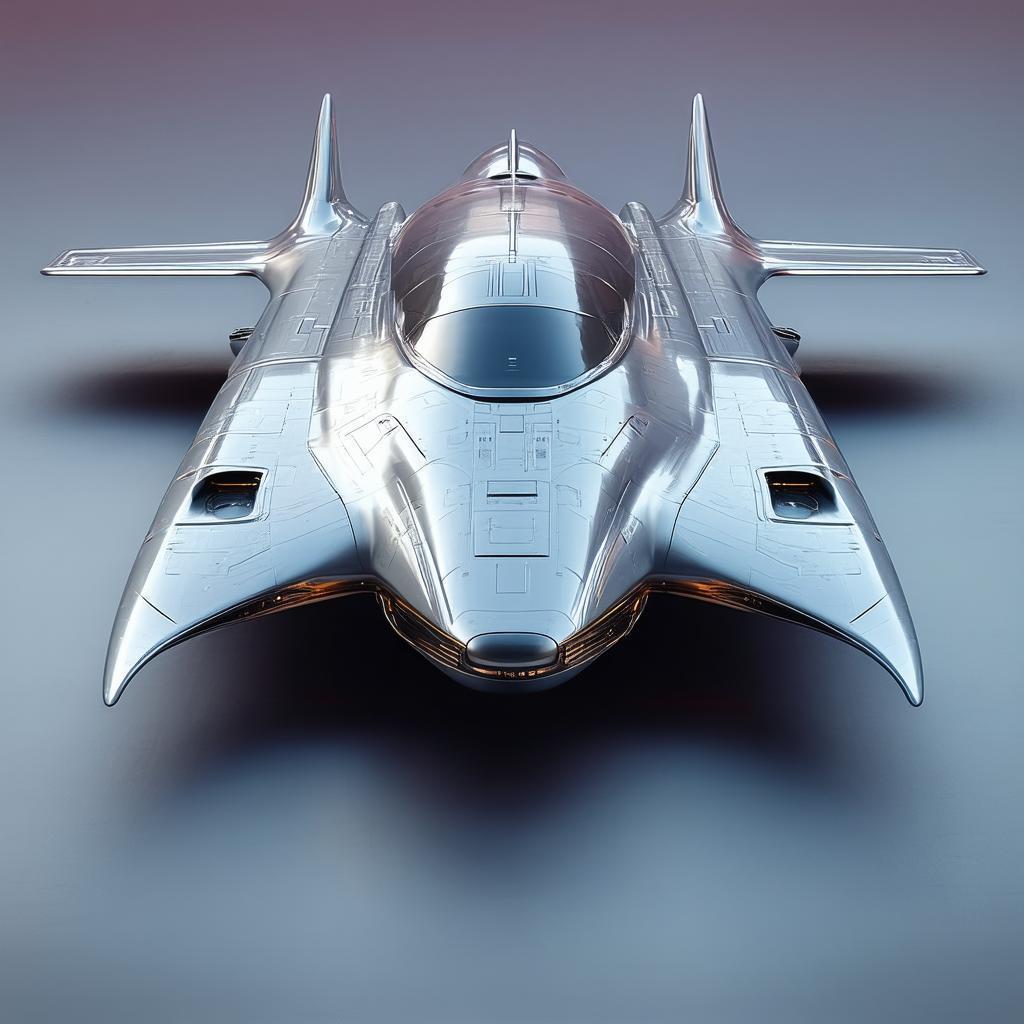 Sleek Vector Spaceship Gliding Through Gradient Space