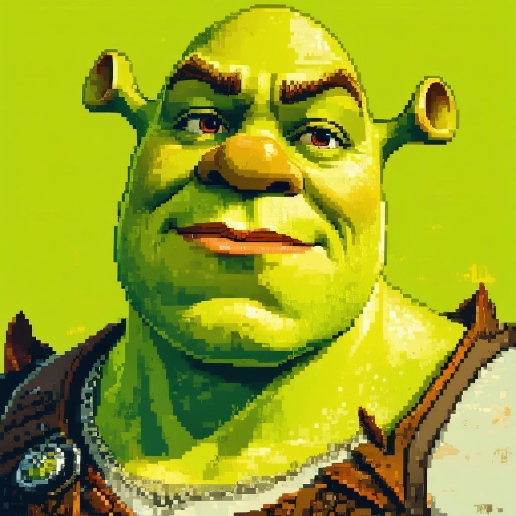 8 Bit Shrek Profile in Retro Geometry