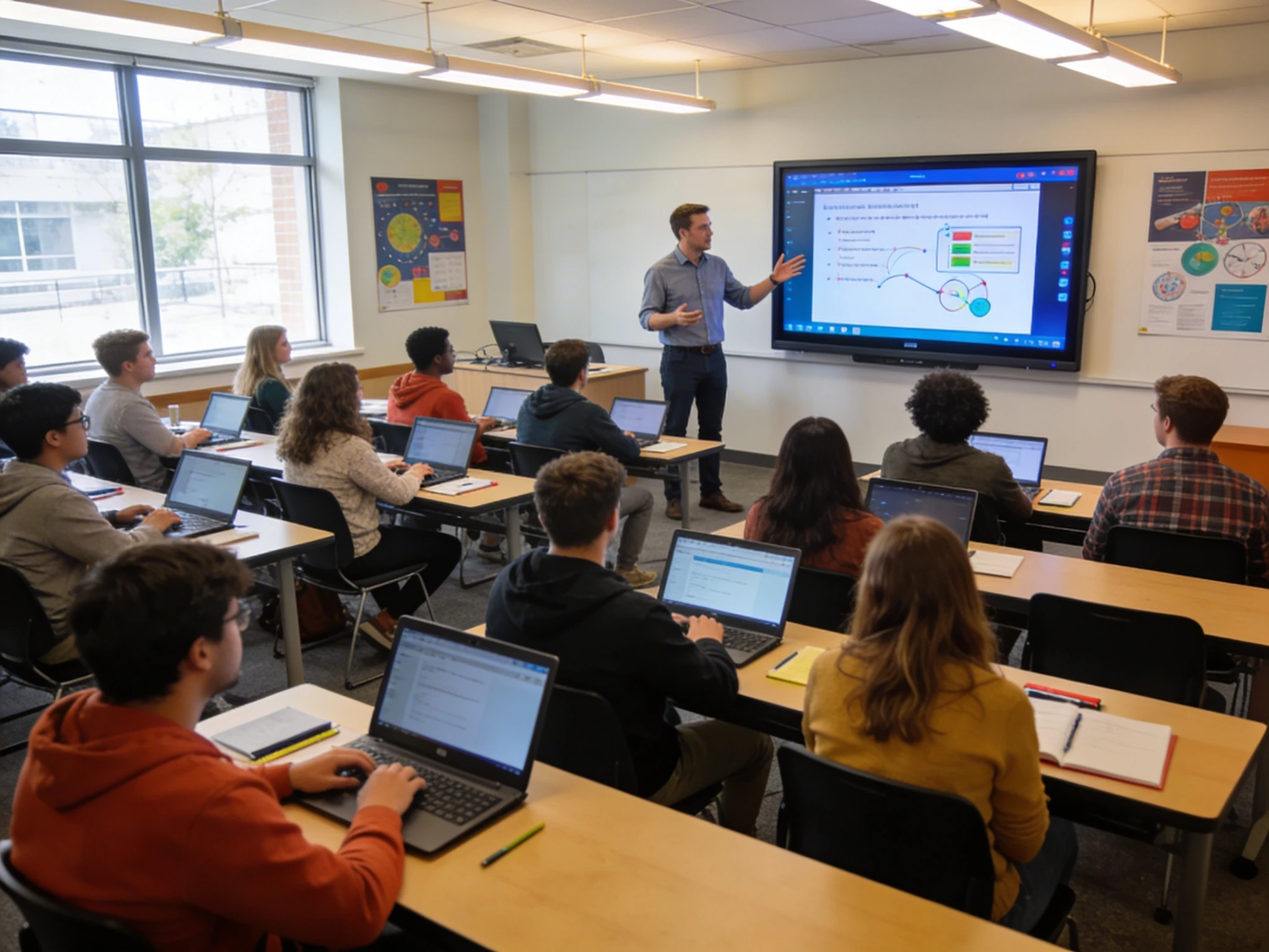 College Classroom With Smartboard