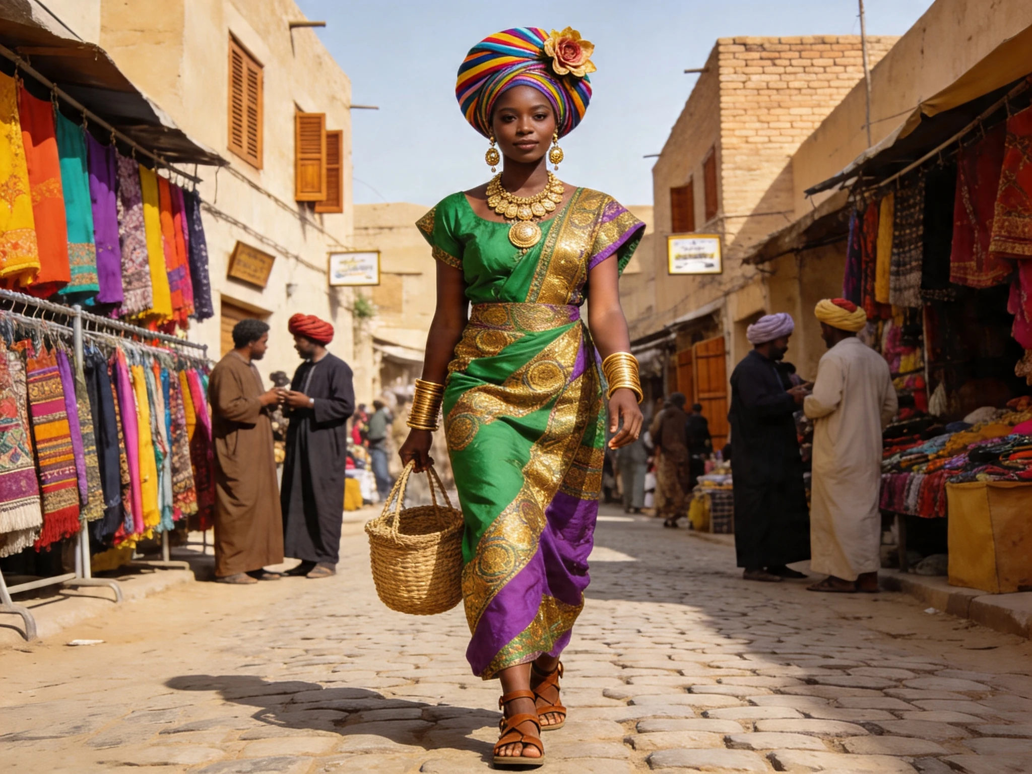 Woman In Colorful Dress Market
