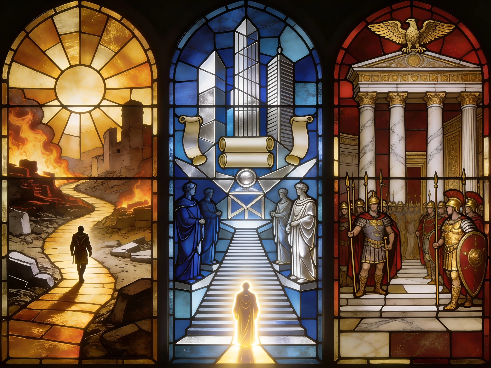 Stained Glass Cathedral Triptych