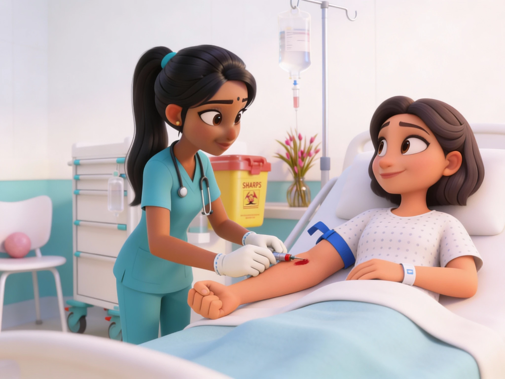 Nurse Drawing Blood From Patient