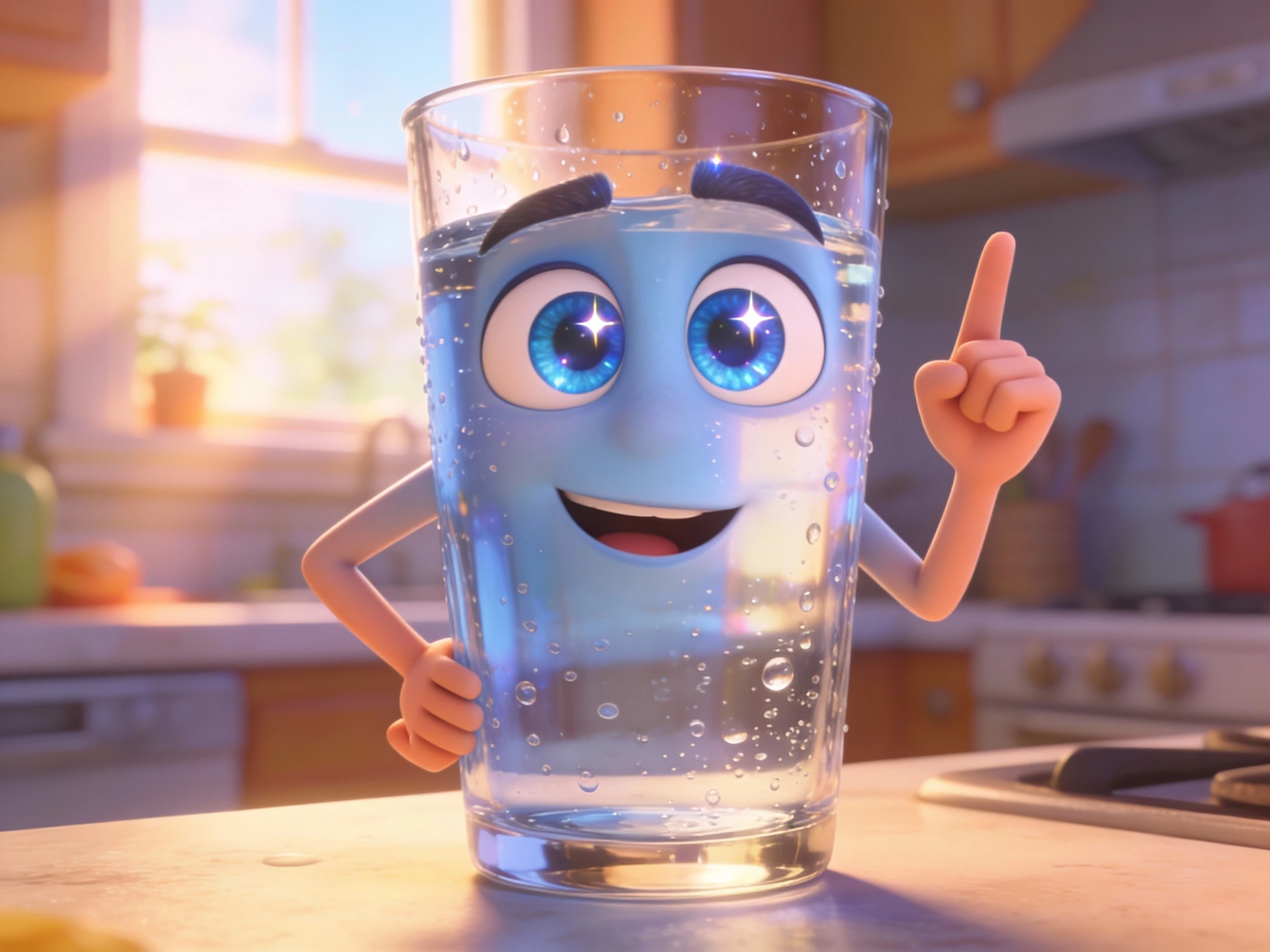Pixar Style Glass Of Water