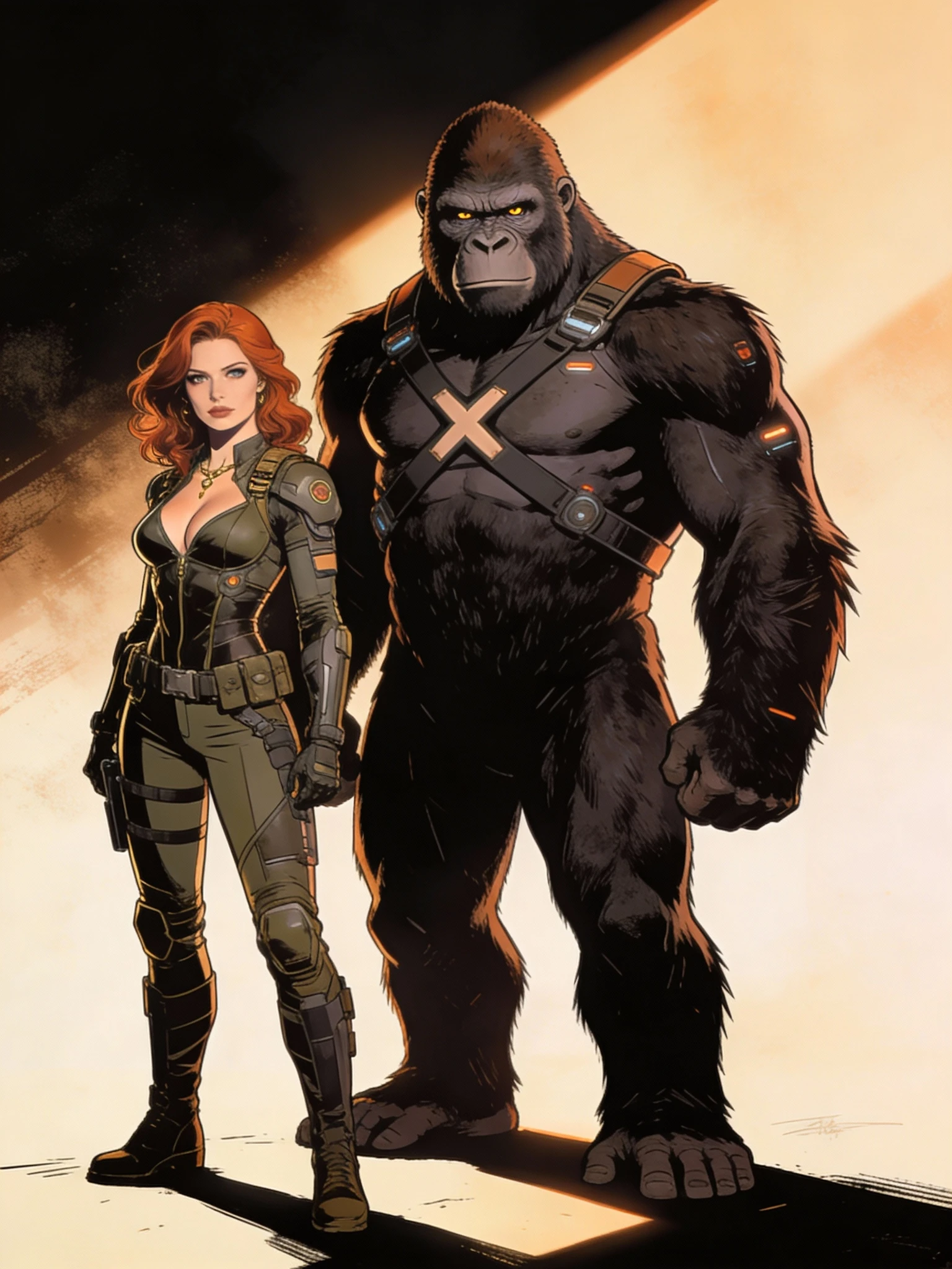 Gorilla And Warrior Comic Duo