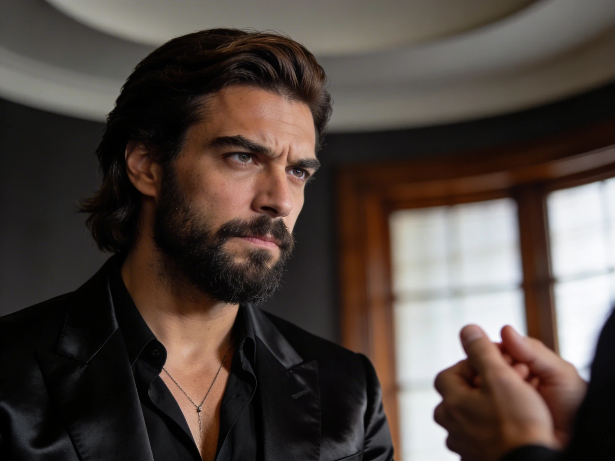Man In Black Satin Suit