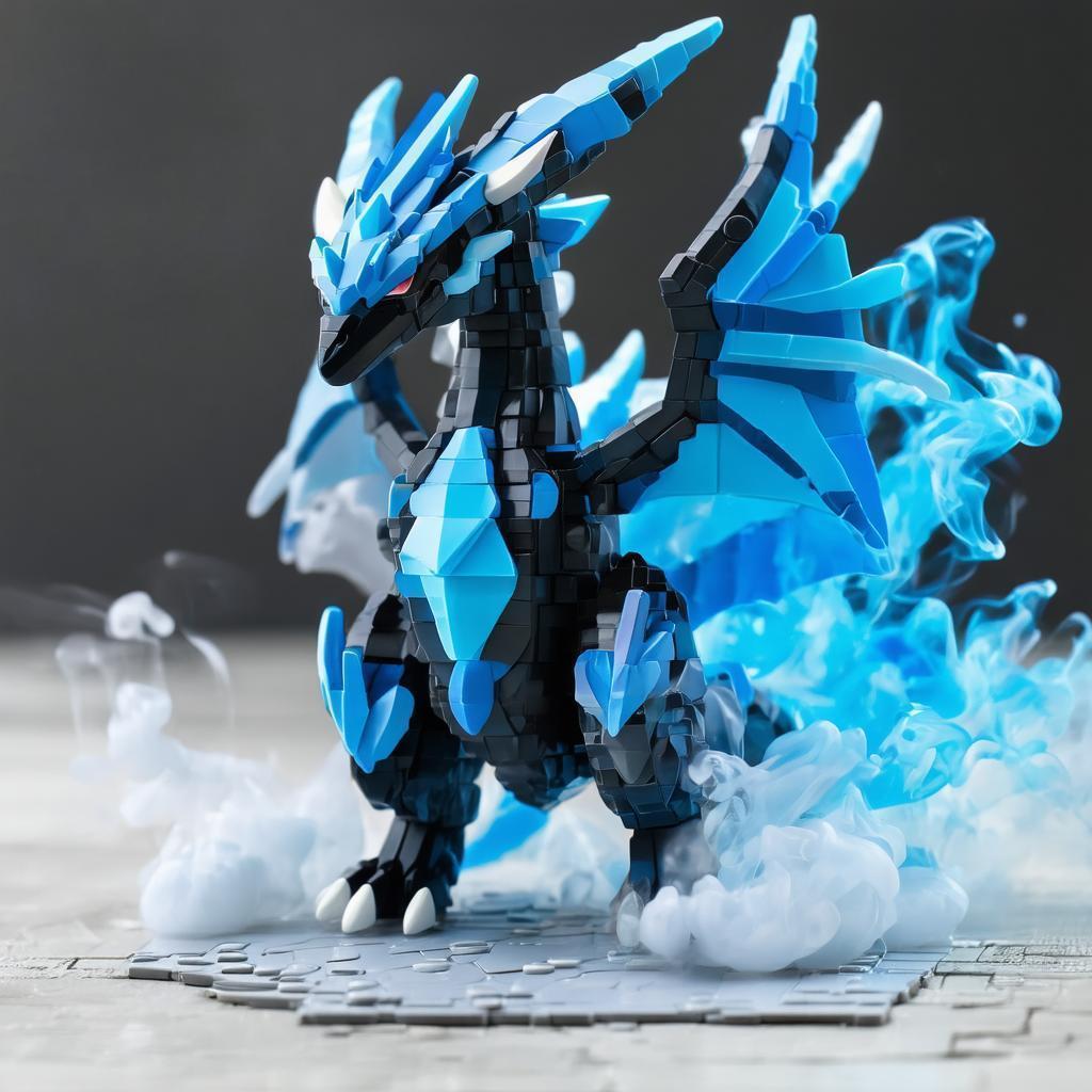 Anime Dialga Figure in Volumetric Laser Light