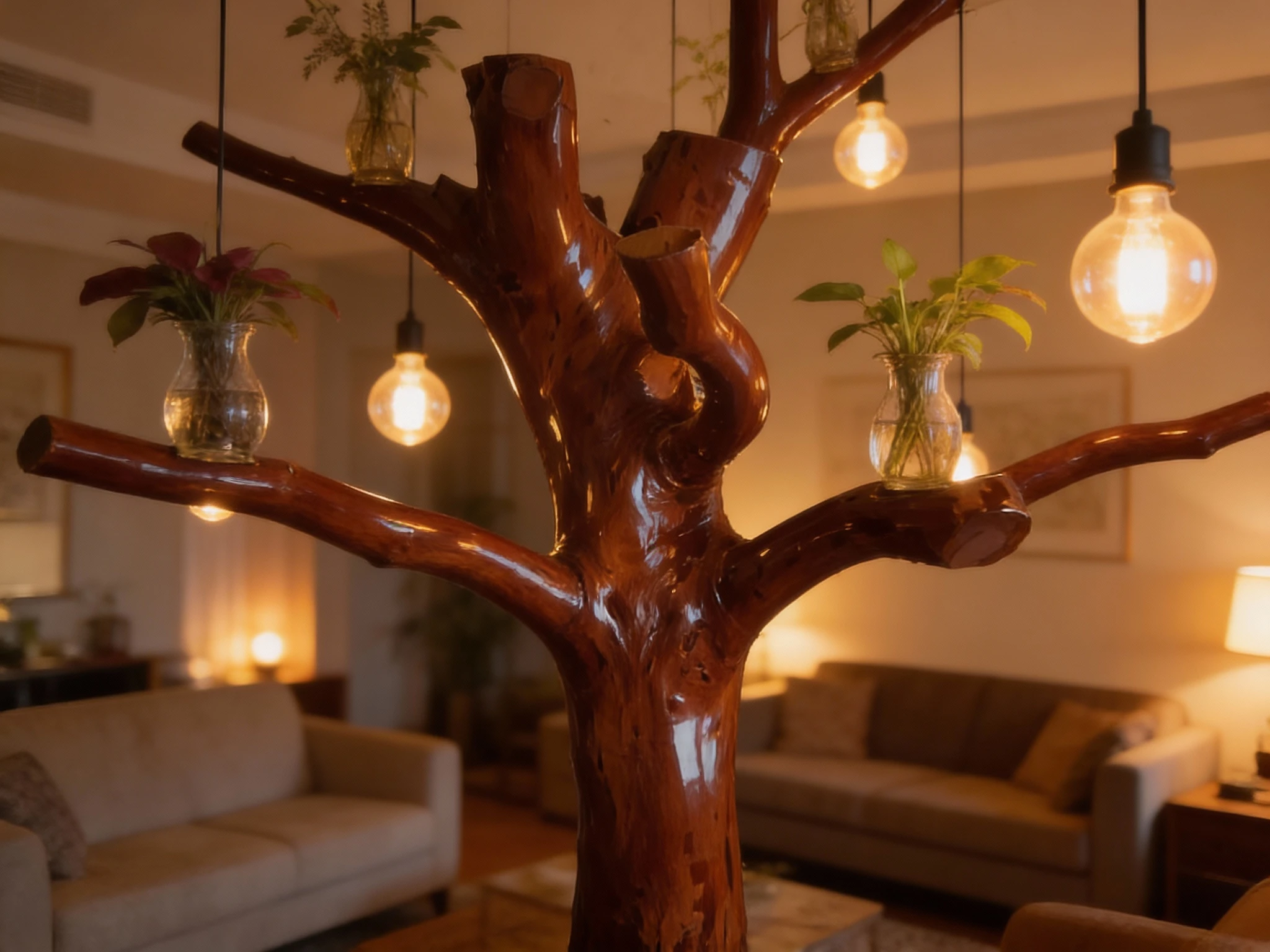 Indoor Tree With Hanging Plant Vases