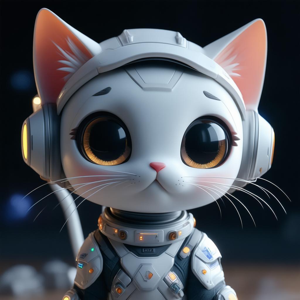 Wide Eyed Space Cat in Detailed 3D