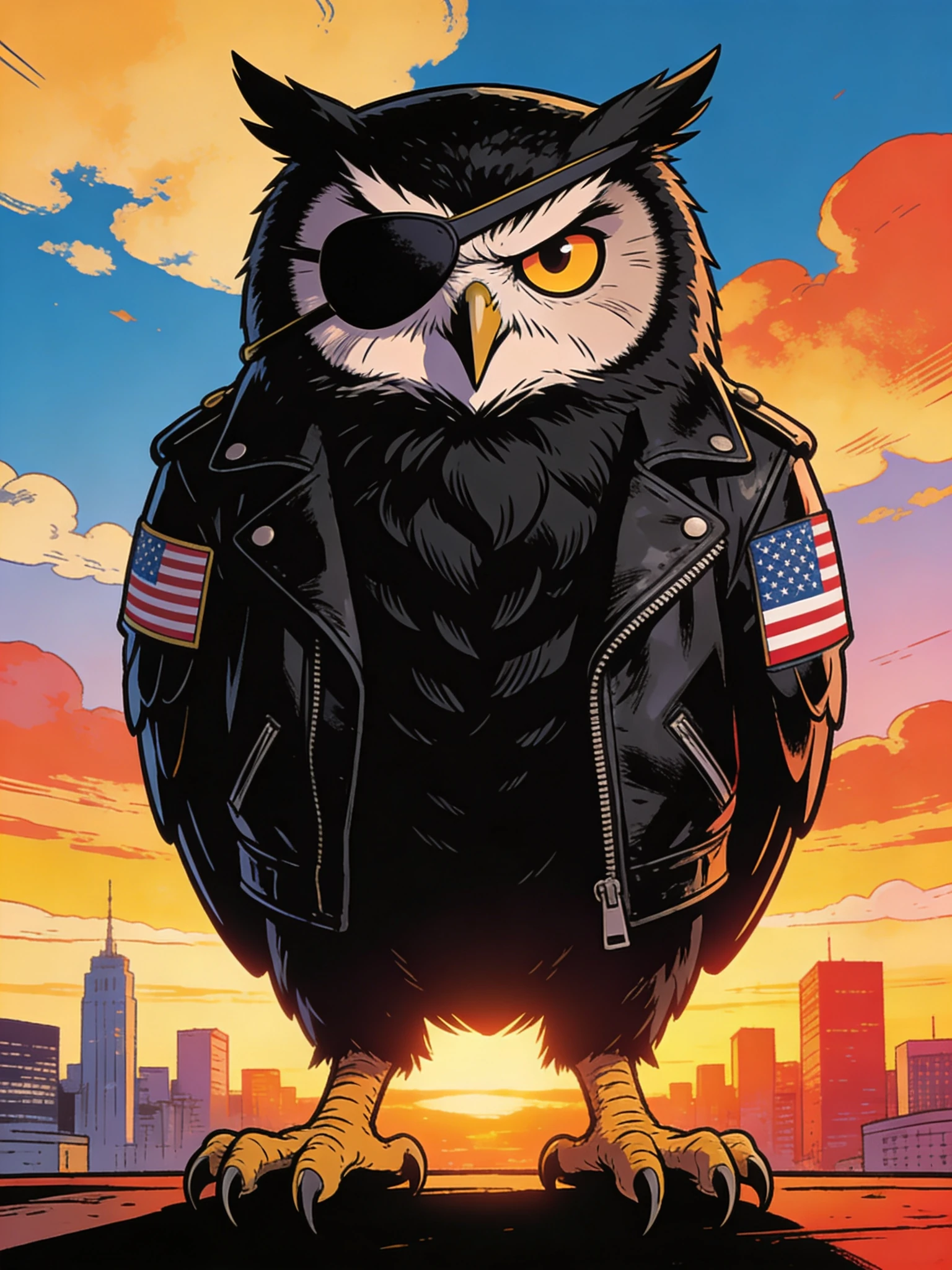 Grizzled Regal Owl Comic Style