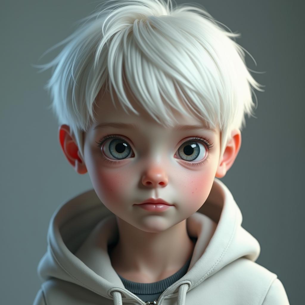 Pale Blond Boy in Ethereal 3D Portrait
