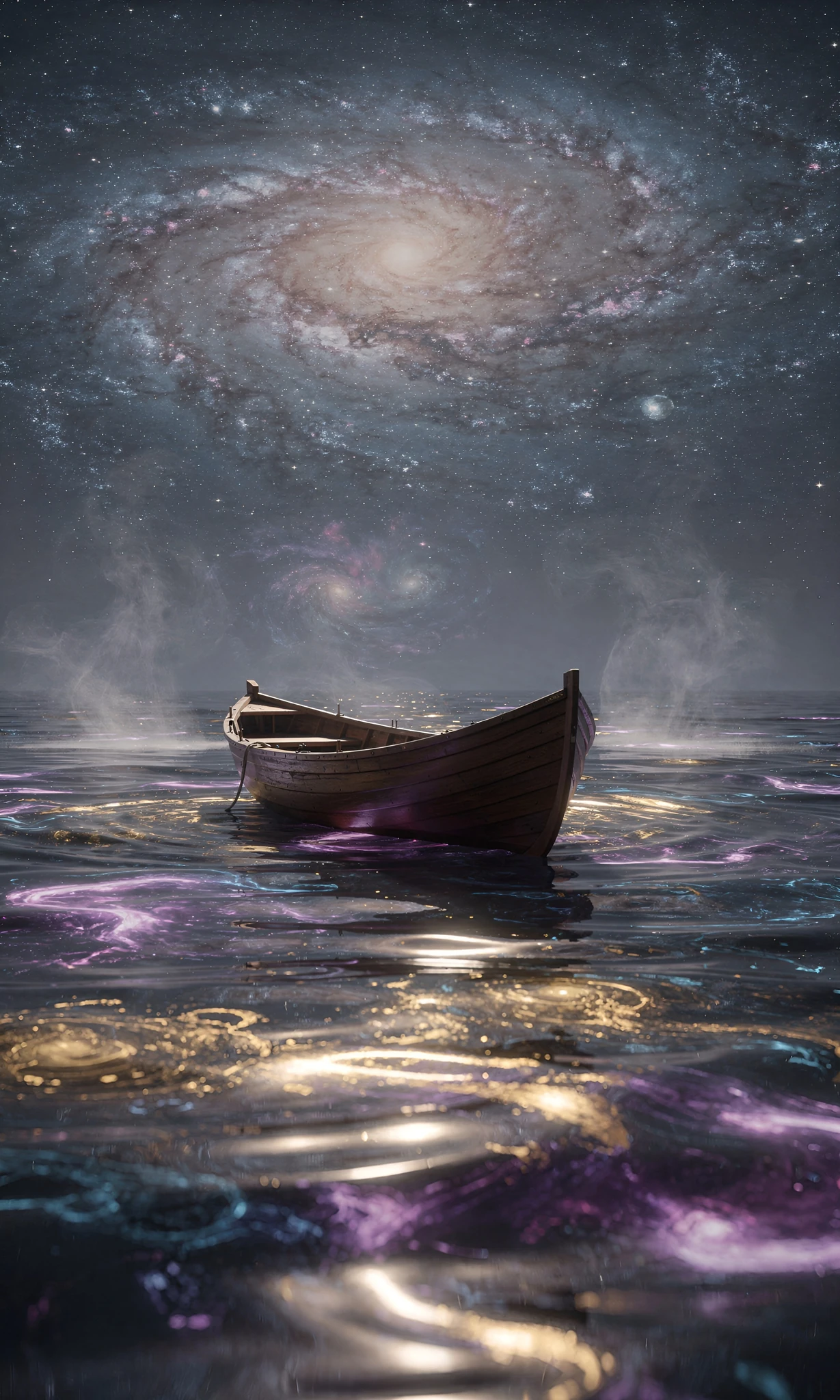 Cosmic Sea Under Nebula Sky