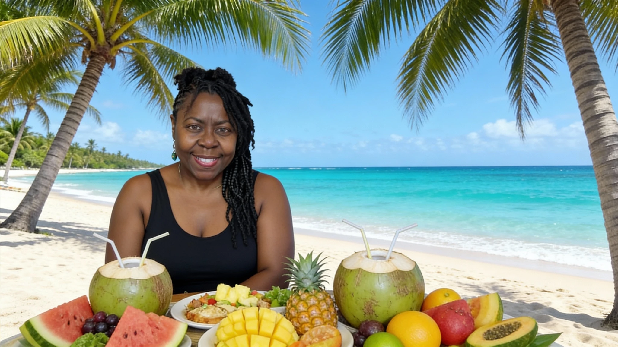 Woman Enjoying Caribbean Scenery