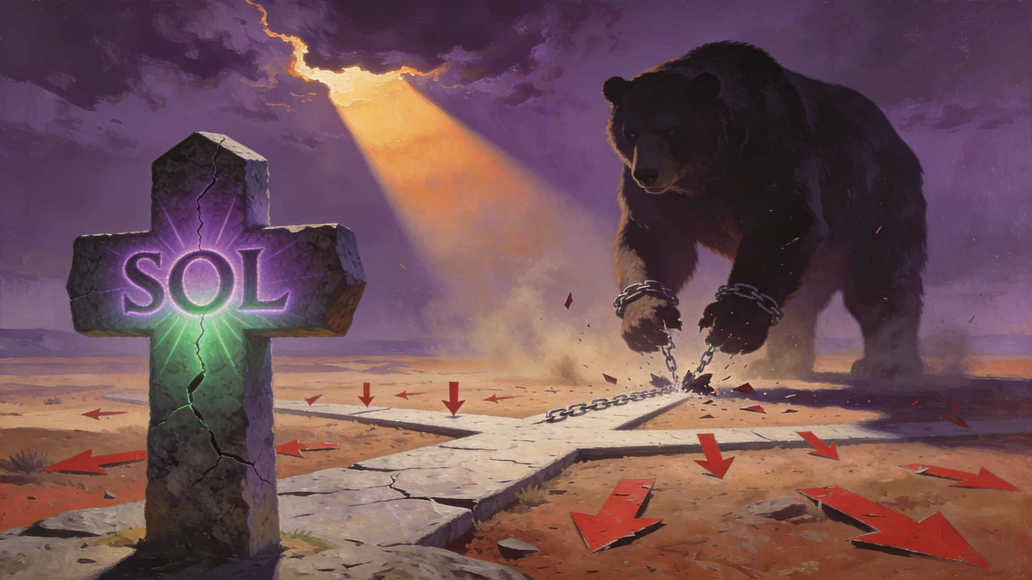 Shadow Bear At Neon Crossroads
