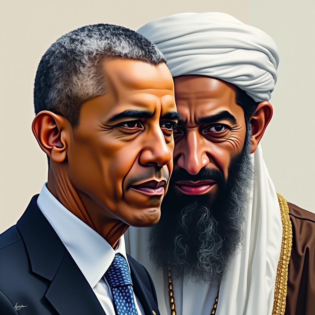 Impressionist Fusion of Obama and Bin Laden