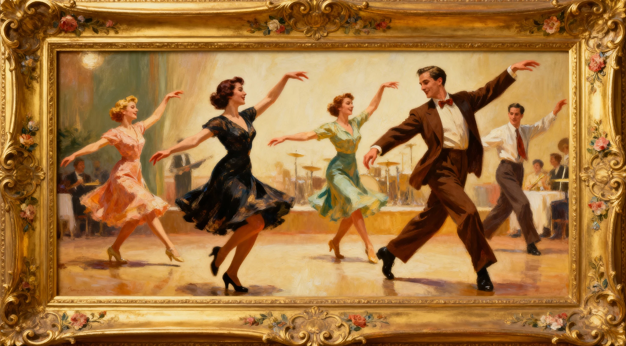 Swing Dancers In Gilded Frame