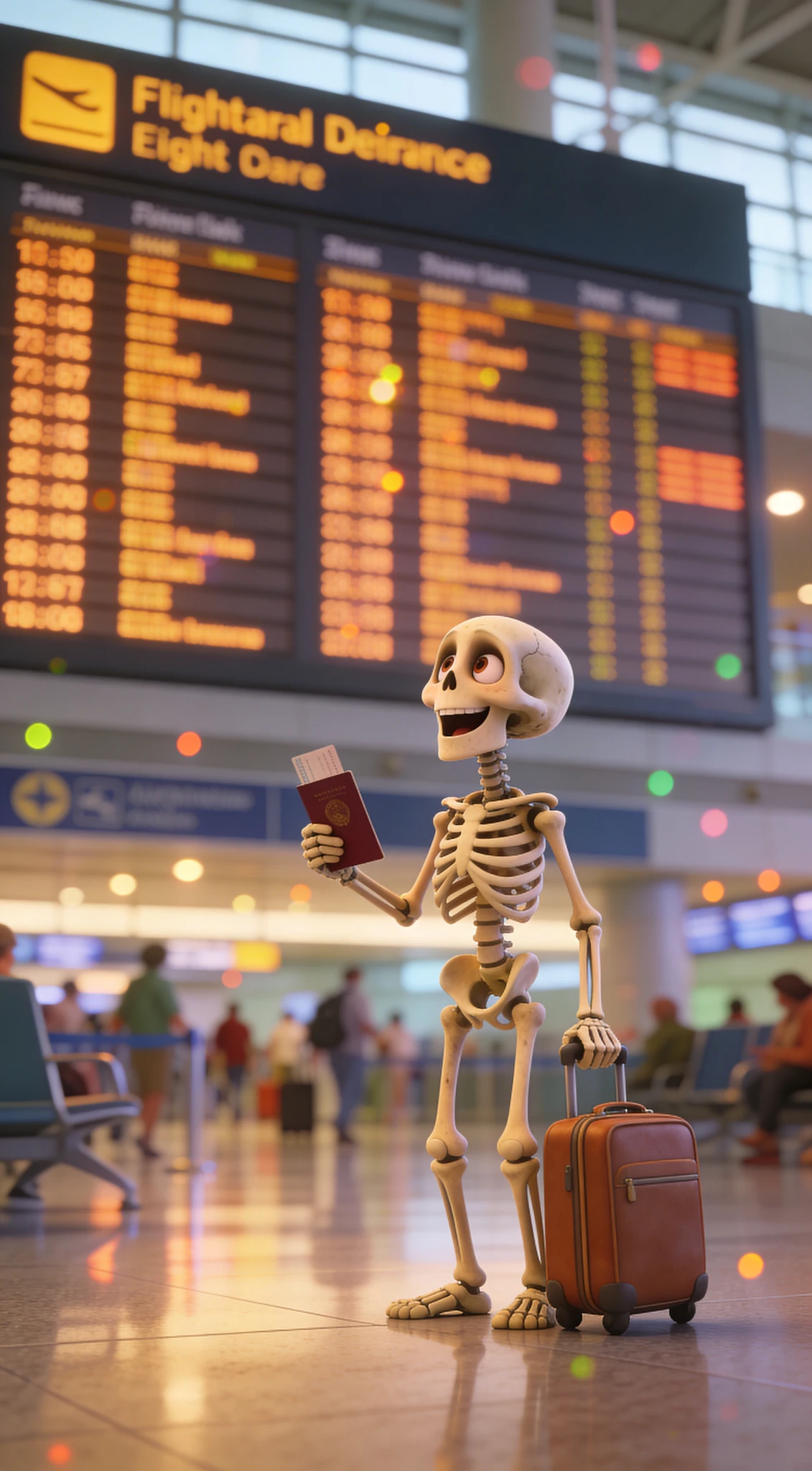 Skeleton Traveler At The Airport