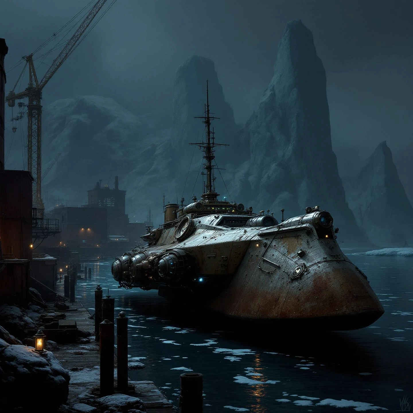Flying Icebreaker Above Dark Water