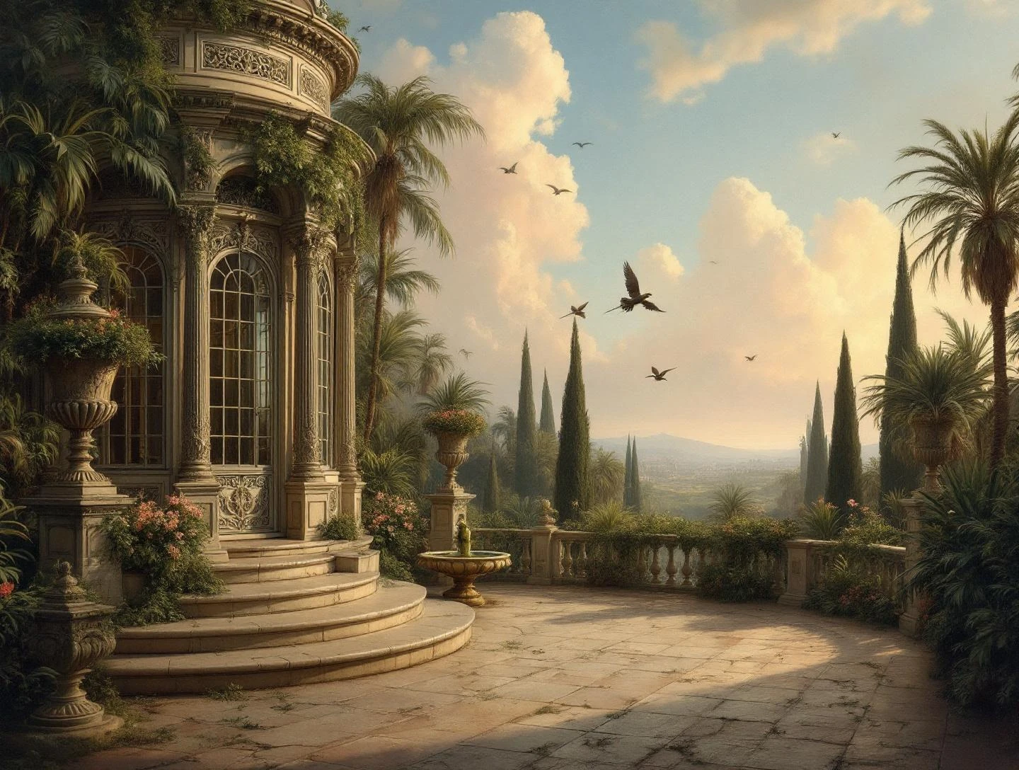 Baroque Terrace Tropical Garden