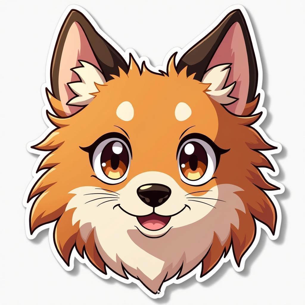 Playful Anime Sheltie Sticker With Expressive Eyes