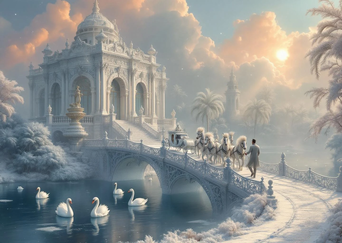 Ice Bridge Over Frozen Lake
