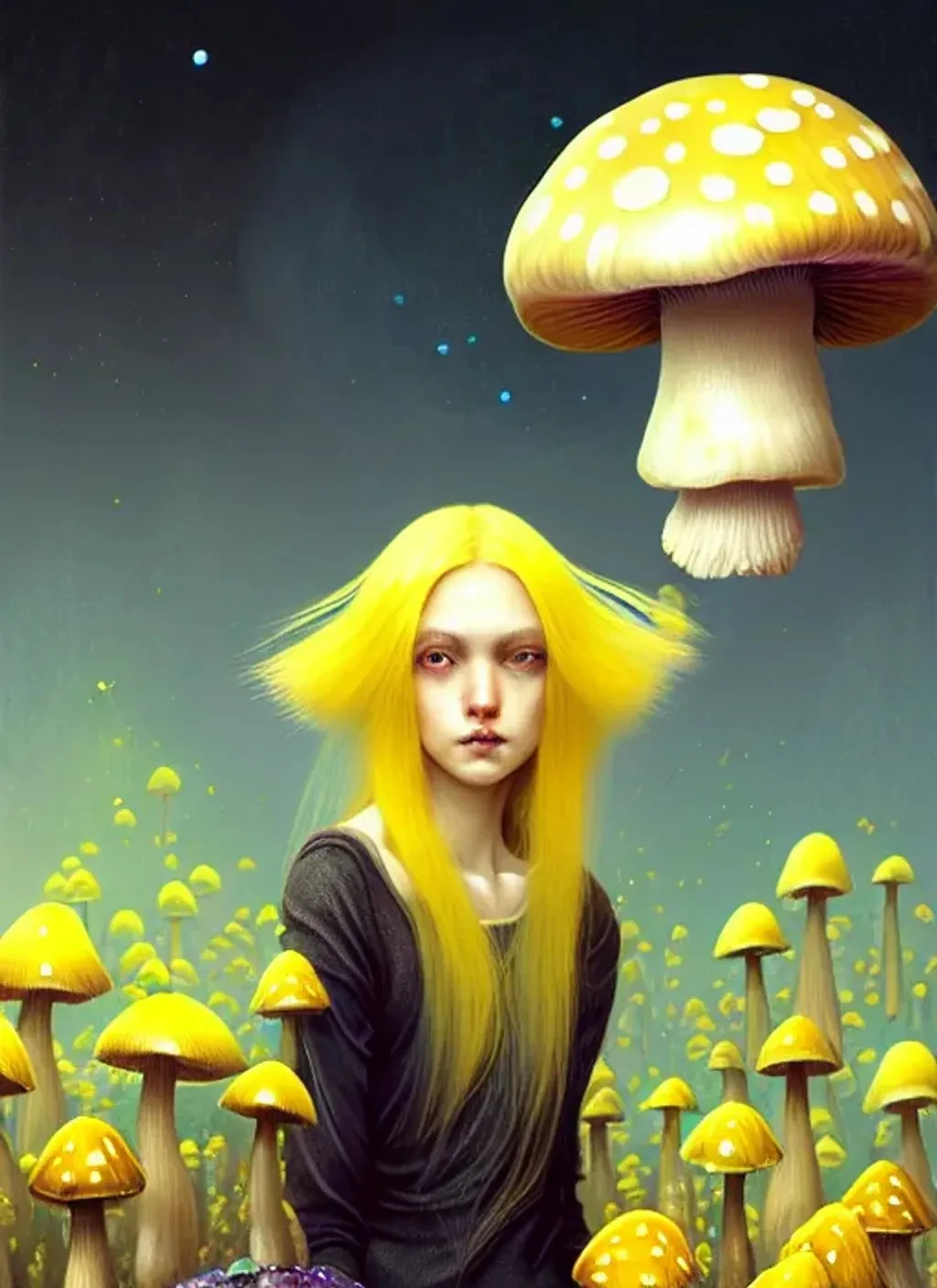 Mushroom Witch Cosmic Background