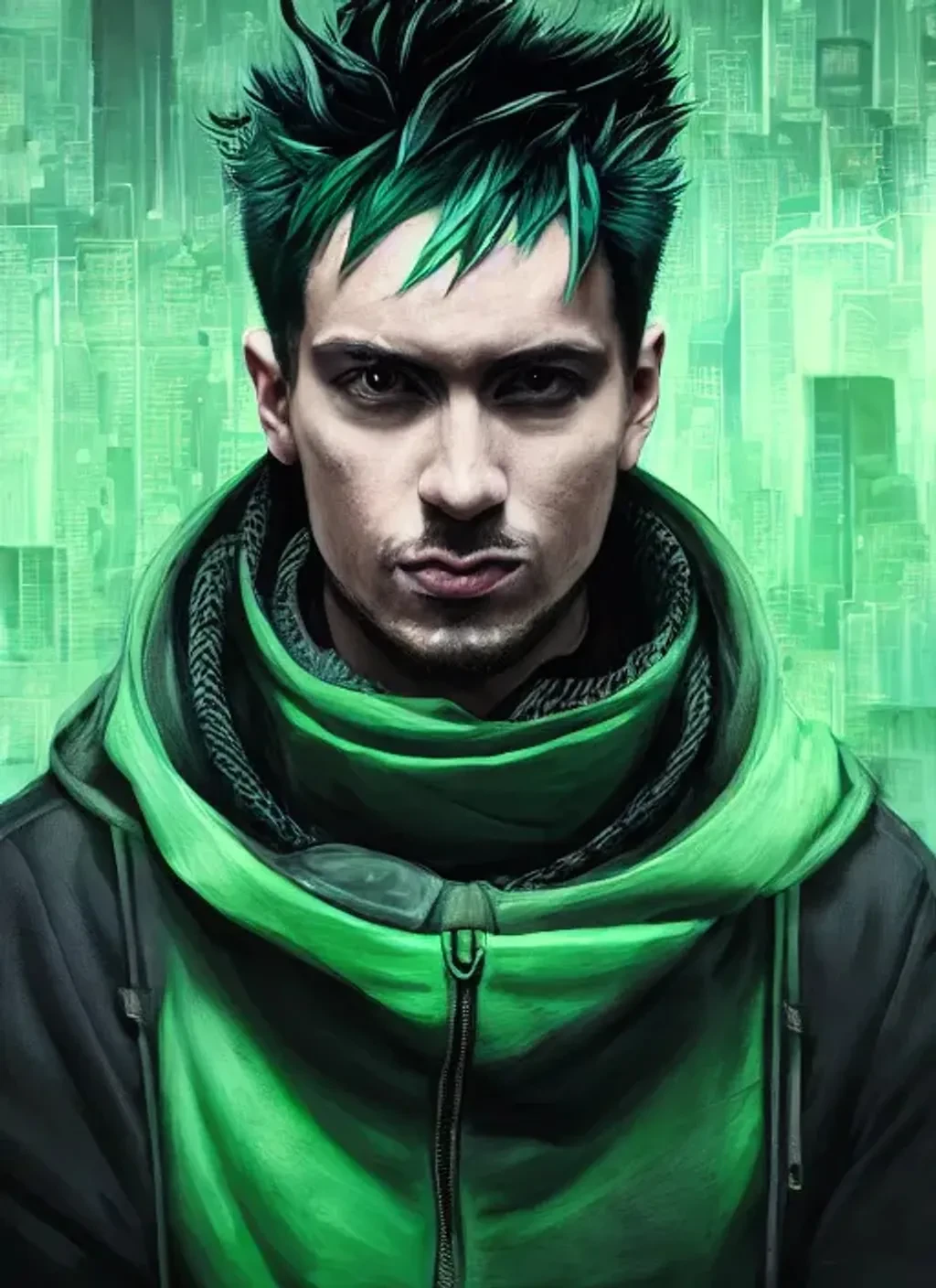 Hacker Portrait Neon City